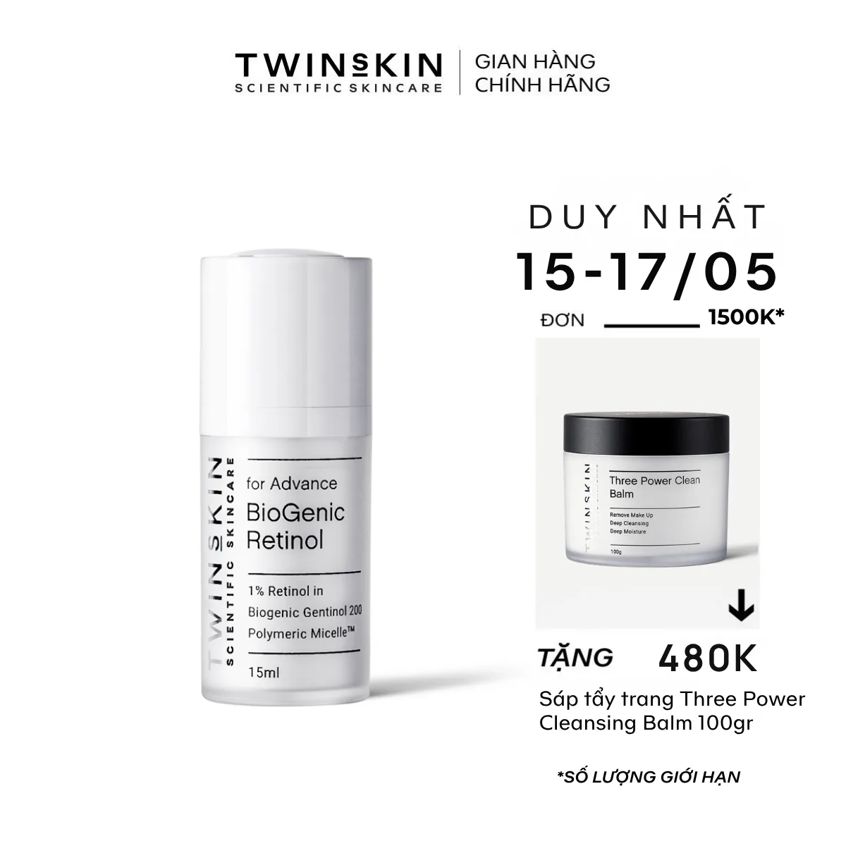HOÀN TIỀN 15% - [HCM]Biogenic Retinol 1% For Advance Travel Size – Kem Dưỡng Da Ngừa Lão Hóa Giảm Mụn