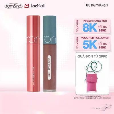 Combo Son kem Romand Zero Velvet Tint 5.5g + Son Tint lì Romand Juicy Lasting Tint 5.5g