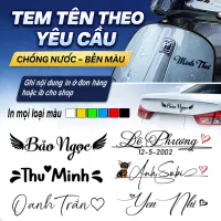 Tem in tên theo yêu cầu, tem chữ ký dán xe máy, dán ô tô, mũ bảo hiểm Decal chống nước bền màu
