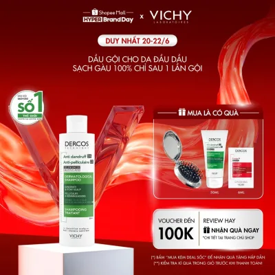 Dầu gội sạch gàu Dercos VICHY 100% chỉ sau 1 lần gội dành cho da dầu & ngứa, SỐ 1 Việt Nam chuyên gia khuyên dùng 200ml