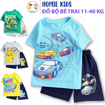 Đồ bộ cho bé trai 11-40 kg set quần áo trẻ em mặc nhà vải cotton in hoạt hình hot trend mềm mát đi chơi đẹp Homie Kids