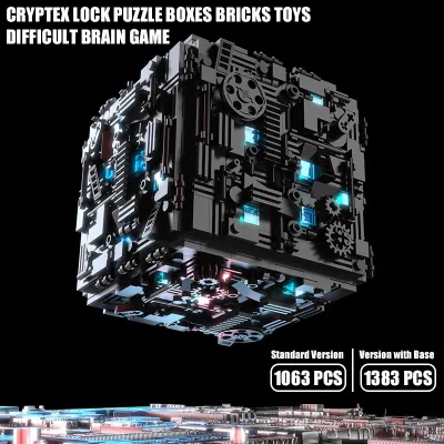 MOC kỹ thuật ba cơ chế giải mã hộp khối xây dựng Cryptex khóa câu đố hộp gạch đồ chơi cho trẻ em khó khăn não trò chơi Tương thích với LEGO