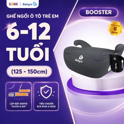 Ghế Ngồi Ô Tô Cho Bé BABYRO BOOSTER, Ghế Ô Tô Cho Bé Chuẩn R129 i-Size Ghế Nâng Chiều Cao Cho Trẻ Em 6-12 Tuổi 125-150cm