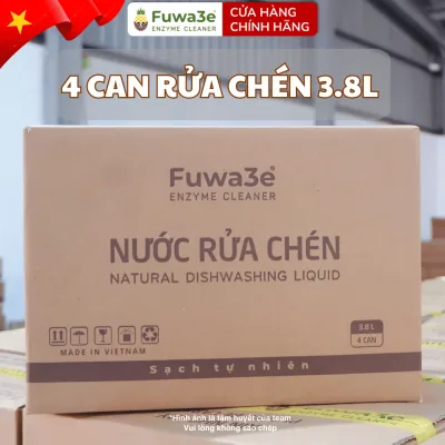 Box of 4 Cans of Fuwa3E Biological Dishwashing Liquid 3.8L - Washes Baby Bottles and Feeding Bowls