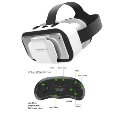 Vr Glasses Shinecon 5.0 Glasses 4.7-5.5 Inches Support Watching 3D Movies on Phones Free Game Controller