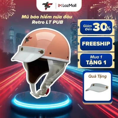 Lt Pug 1/2 Retro Half Helmet Glossy Milk Orange - Genuine Product, Sturdy Microlock Buckle, Antibacterial Breathable Lining