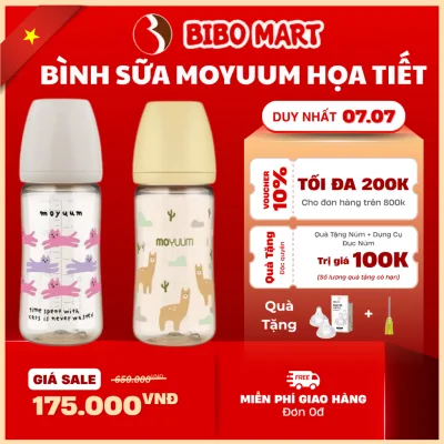 Bình Sữa Moyuum Hàn Quốc PPSU Chịu Nhiệt Van Khí Chống Sặc Giảm Đầy Hơi 170ml 270ml [ Tặng 1 Núm ]