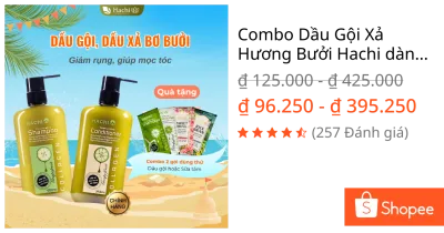 Combo Dầu Gội Xả Hương Bưởi Hachi dành cho tóc gãy rụng 350, 500, 800ml