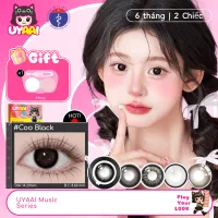 Set (2 chiếc) Kính Áp tròng MCK1 UYAAI màu đen Độ giãn tròng 14.0/14.2/14.5mm, Độ cận 0.00-4.00 Độ,lens 6 tháng