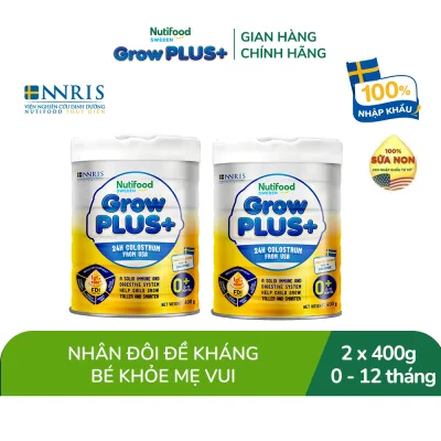 Set of 2 Nutifood Growplus+ Colostrum Powder - Supports Strengthening Immunity 0-12 Months - Strengthens Immune System, Good Digestion (2 Cans X 400g Can)