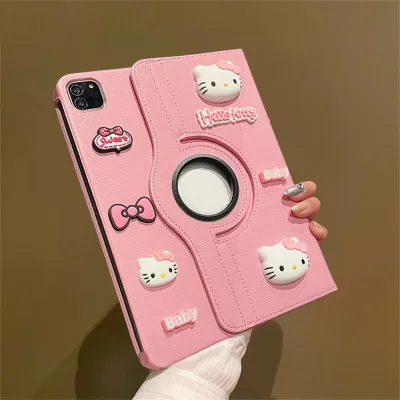 360° Vỏ máy tính bảng bằng da lật có thể xoay được với nhãn dán hoạt hình 3D Tương thích cho iPad Mini 6 5 9.7 5th 6th Air 3 4 5 iPad 10.2 7 8 9 10th Gen iPad Pro 11 inch Vỏ iPad