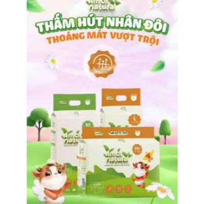 Tã Bỉm Quần Dán Amor natural ,bỉm Việt,Bỉm trà xanh mềm mỏng thấm hút tốt