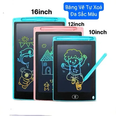 Bảng Vẽ Điện Tử, Bảng Vẽ LCD Tự Xóa 10, 12, 16 Inch Cho Bé Tự Do Sáng Tạo