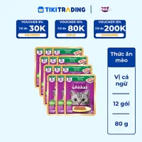 [Combo 12 Gói] Thức Ăn Cho Mèo WHISKAS 1+ years Vị Cá Ngừ 80g/Gói