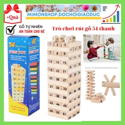 Trò Chơi Rút Gỗ 54 Thanh Board Game Đối Kháng Trí Tuệ Tư Duy Vui Nhộn - Xếp Hình Domino Xả Stress MIMON