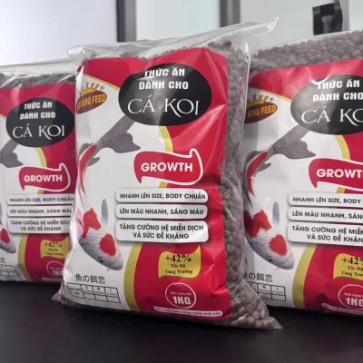 thức ăn cho cá koi, cám cá koi king feed siêu tăng trưởng thêm 42% tốc độ tăng trưởng, đạm ca, Cám cá Koi không váng dầu