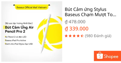 Bút Cảm ứng Stylus Baseus Chạm Mượt Toàn Màn Hình Cảm Ứng Hoạt Động Viết Cực Mượt Mà