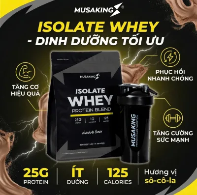 Musaking Whey Isolate Milk Powder 500g Bag [Shaker Bottle, Gloves, Powder Bottle]