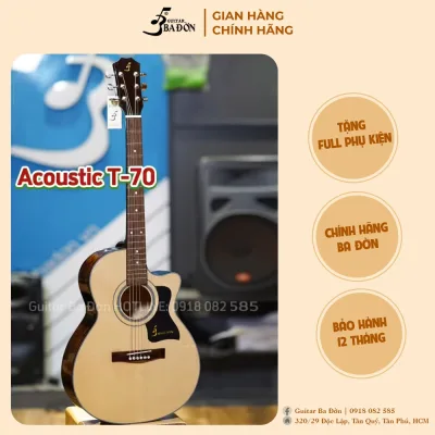 Đàn Guitar Acoustic T70 Ba Đờn, Mặt Gỗ Thông Cao Cấp, Có TY Chỉnh Cần 2 Chiều - Âm Thanh Hay Tặng Phụ Kiện
