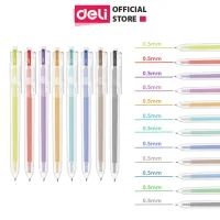 Bút bi nước mực gel bấm nhiều màu 0.5mm Deli xinh xắn nhanh khô viết đều trơn tru chất lượng cao EG118