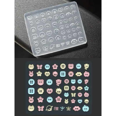 Khuôn nail cúc áo nhiều mẫu silicon làm móng nghệ thuật