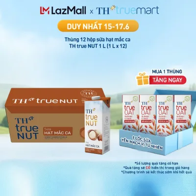 Thùng 12 hộp sữa hạt mắc ca TH True Nut 1L (1L x 12)