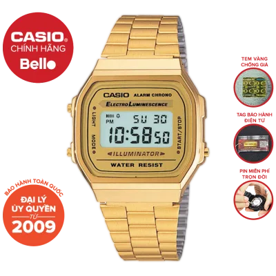 Đồng hồ nam dây thép Casio A168WG-9 chính hãng bảo hành 1 năm 1 năm Pin trọn đời