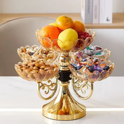 khay đựng bánh kẹo, Khay mứt tết, hoa quả, đồ ăn vặt. Khay mứt 5 cánh sen xoay 360 độ sang trọng.