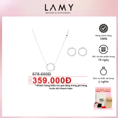 Bộ quà tặng trang sức bạc LAMY Dây chuyền khuyên tai Huyền thoại biển xanh Sparkling Blue Sea Silver