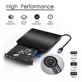Ổ đĩa dvd rời cho laptop, desktop, máy tính bàn, ổ đĩa quang dvd rw gắn ngoài qua cổng USB hỗ trợ đọc, ghi đĩa dvd, cd không kén đĩa - Hàng chính hãng