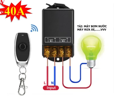 Bộ điều khiển từ xa không dây 100 Mét 220V 40A-4500W sóng RF 433Mhz xuyên tường THẾ HỆ MỚI siêu bền bắt sóng xa