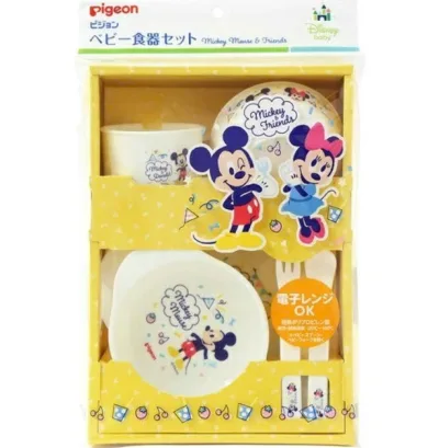Mickey-Shaped Baby Feeding Set (Includes 2 Feeding Bowls + 1 Fork + 1 Cup + 1 Spoon)