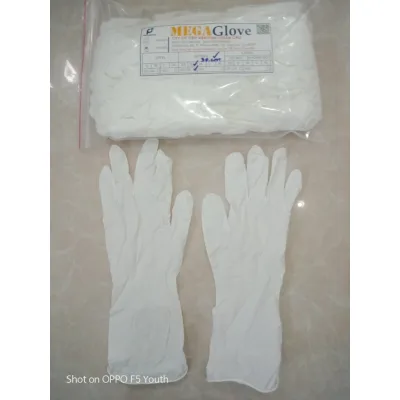 Bao tay cao su y tế dai, bền, Nitrile trắng dài 30CM,hiệu MEGA, Túi 100chiếc, chịu nước tốt, siêu tiện lợi, size S,M, L