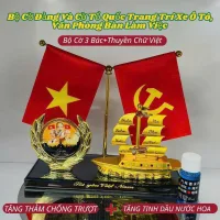 Bộ cờ và thuyền mạ vàng cao cấp gắn xe ô tô trang trí bàn làm việc tặng kèm tinh dầu nước hoa