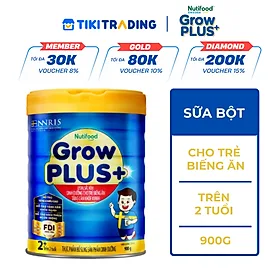 Sữa Bột Nutifood GrowPLUS+ Biếng Ăn (Xanh) 2+ Lon 900G - Tăng cân khoẻ mạnh
