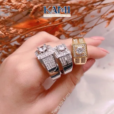 Nhẫn nam đính đá nhân tạo siêu sáng và bền Kami trang sức sỉ
