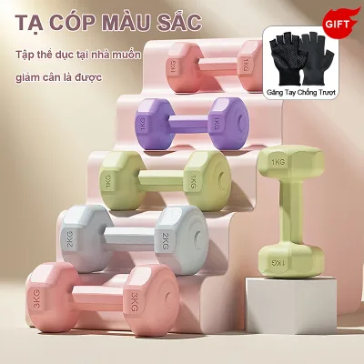Tạ Tập Gym Tại Nhà Chuyên Thể Dục bọc nhựa cao cấp chống xước Nhiều Màu Sắc Bộ Tạ Nhựa Tập Tay