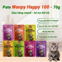 Pate Wanpy Happy 100 cho mèo , pate mèo wanpy happy 100 gói 70g tốt cho da và lông