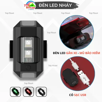 Đèn nháy xe đạp xe điện xe máy oto mũ bảo hiểm LED cảnh báo nhiều màu chớp 32 chế độ,đèn hậu xe đạp, có sạc USB