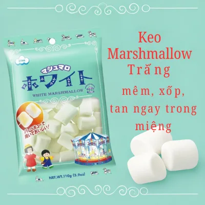 Kẹo Marshmallow Trắng Eiwa Nhật Bản 110g – Siêu Mềm Xốp, Vị Vanilla Nguyên Bản, Chuẩn Nướng BBQ & Làm Bánh