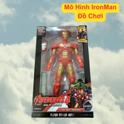 Mô hình IronMan mô hình người sắt siêu nhân cao 27cm có đèn sáng đỏ cử động khớp cho bé vui chơi sưu tập