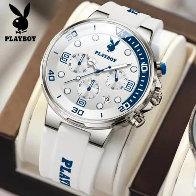 Đồng hồ nam PLAYBOY 3036 Thương hiệu Đồng hồ chính hãng + Hộp quà tặng + Túi xách Hàng có sẵn Đồng hồ thạch anh nguyên bản Lịch phát sáng chống nước Đồng hồ thạch anh silicon đa chức năng Đồng hồ thạch anh thể thao thời trang kinh doanh Đồng hồ cao cấp
