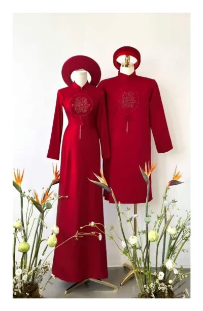 áo dài hỏi cưới chữ hỷ