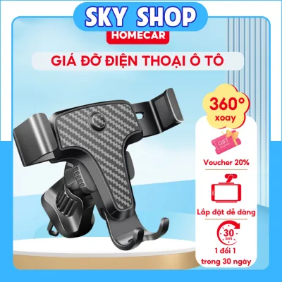 Giá đỡ điện thoại trên ô tô kẹp gắn cửa khe gió điều hoà xoay 360 độ vân cacbon tinh tế nhỏ gọn tiện lợi cho xe