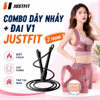 COMBO Dây nhảy không dây đếm số giảm cân và đai chống gù lưng JUSTFIT bảo vệ vòng 1, định hình khi tập yoga, gym