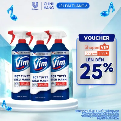 Combo 3 Chai Bọt Tuyết Siêu Mạnh Tẩy Bồn Cầu và Nhà Vệ Sinh Vim | Diệt 99,9% Vi Khuẩn (500ml)
