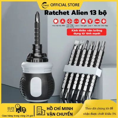 Bộ tua vít đa năng tự động đảo chiều, tô vít lùn trợ lực 12 đầu ngắn to từ tính