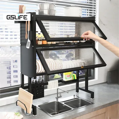 Gslife kệ chén có nắp đậy kệ để đồ nhà bếp kệ bát trên bồn rửa bát 1/2 Tầng kệ bếp đa năng