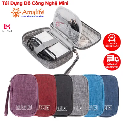 Túi Đựng Phụ Kiện Công Nghệ 1 Khóa Không Thấm Nước, Đựng Đa Năng Điện Thoại Có Quai Xách Mini Du Lịch Chính Hãng Amalife