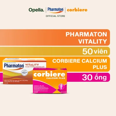 Bộ 1 Thực Phẩm Bảo Vệ Sức Khỏe Pharmaton Vitality Dạng Vỉ Hộp 50 Viên + Thực phẩm BVSK Corbiere Calcium Plus